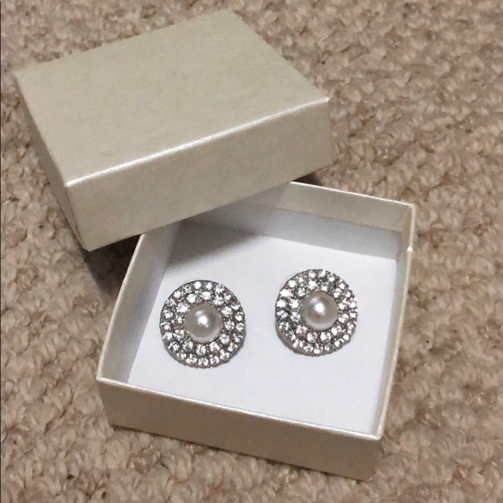 Rhinestone and pearl earrings